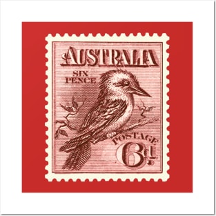 Red Kookaburra Postage Stamp Posters and Art